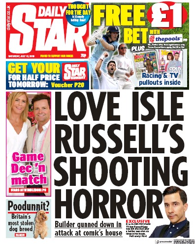 Daily Star Newspaper Front Page for 13 July 2019