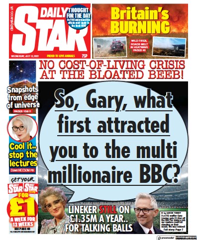 Daily Star Newspaper Front Page for 13 July 2022
