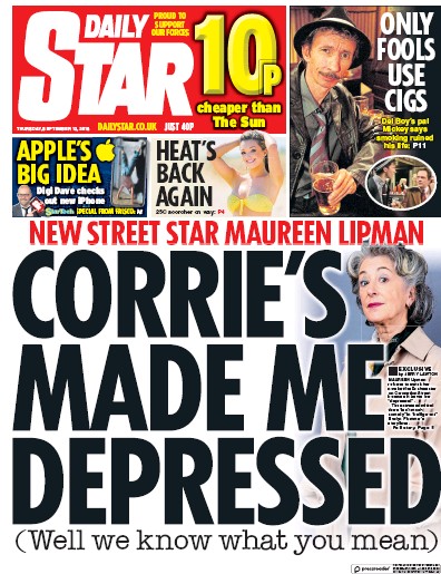 Daily Star Newspaper Front Page for 13 September 2018