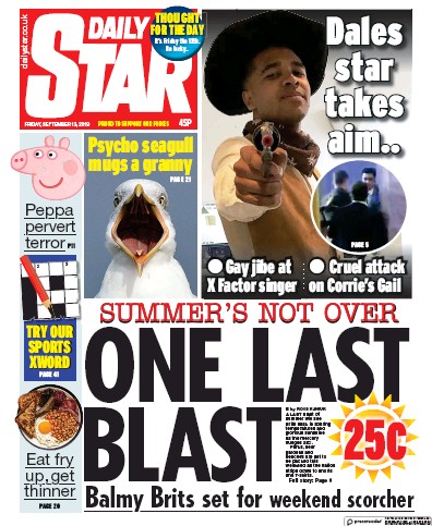 Daily Star Newspaper Front Page for 13 September 2019