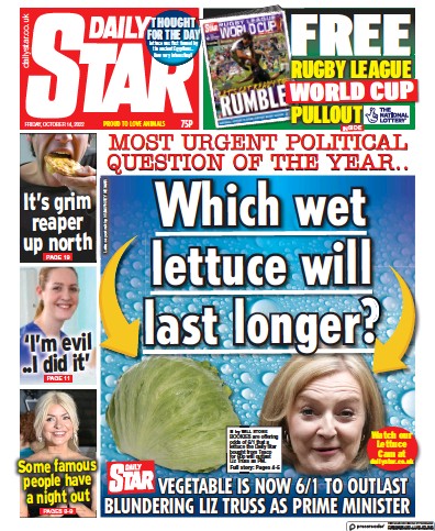 Daily Star Newspaper Front Page for 14 October 2022