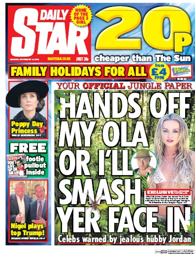 Daily Star Newspaper Front Page for 14 November 2016