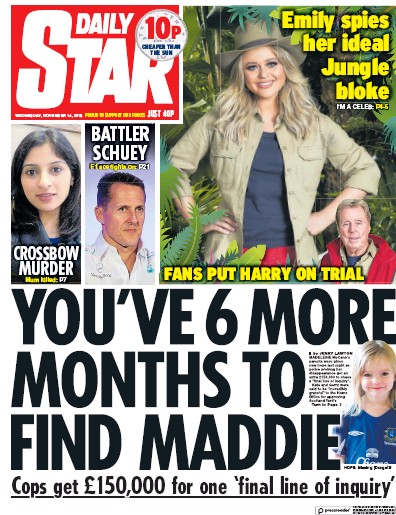 Daily Star Newspaper Front Page for 14 November 2018