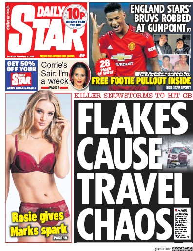 Daily Star Newspaper Front Page for 14 January 2019