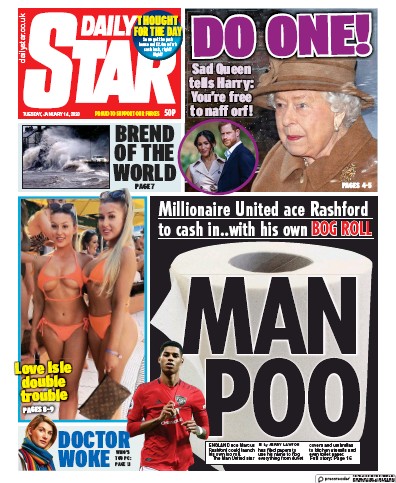 Daily Star Newspaper Front Page for 14 January 2020