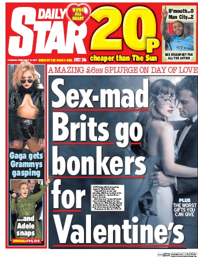 Daily Star Newspaper Front Page for 14 February 2017