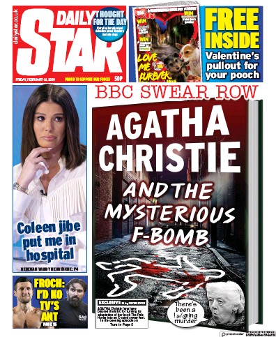 Daily Star Newspaper Front Page for 14 February 2020
