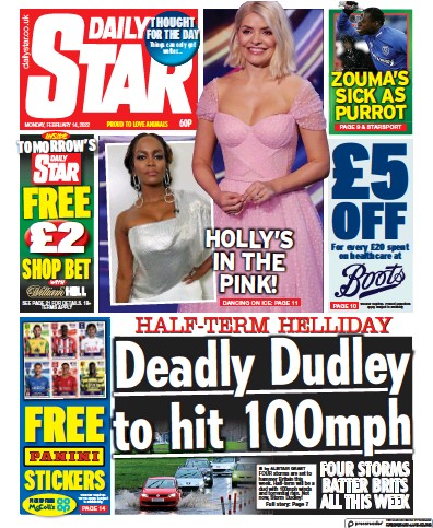 Daily Star Newspaper Front Page for 14 February 2022