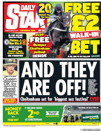 Daily Star Newspaper Front Page for 14 March 2017