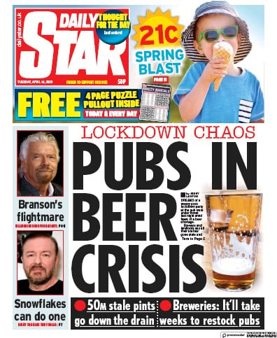 Daily Star Newspaper Front Page for 14 April 2020