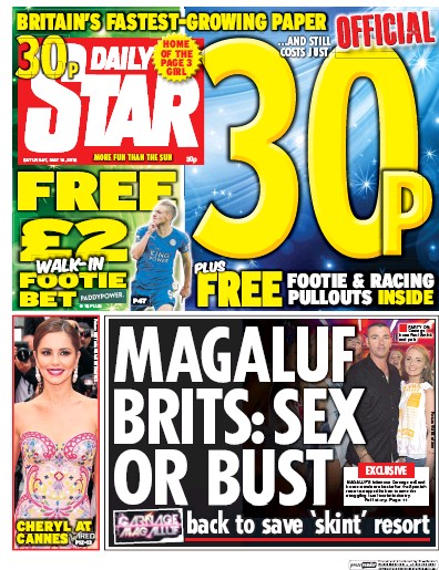 Daily Star Newspaper Front Page for 14 May 2016