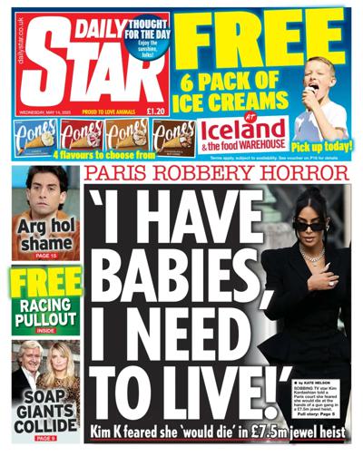 Daily Star (UK) Newspaper Front Page for 14 May 2025