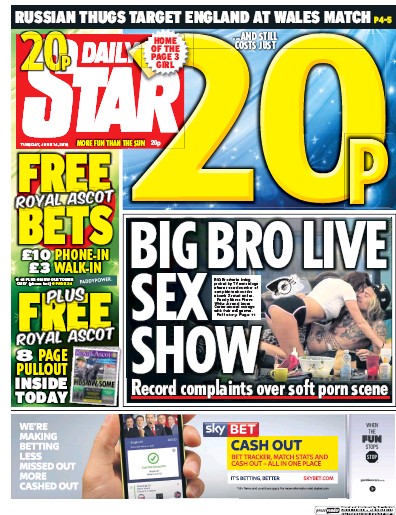 Daily Star Newspaper Front Page for 14 June 2016