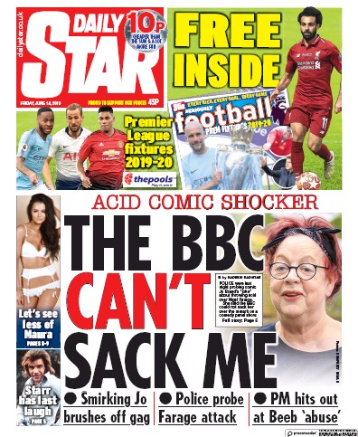 Daily Star Newspaper Front Page for 14 June 2019