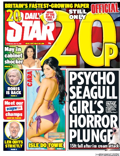Daily Star Newspaper Front Page for 14 July 2016
