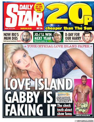 Daily Star Newspaper Front Page for 14 July 2017