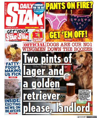 Daily Star Newspaper Front Page for 14 July 2022