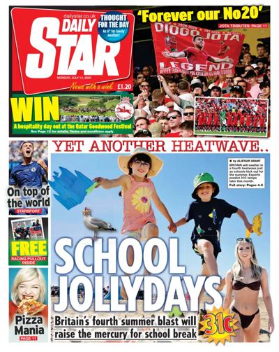 Daily Star (UK) Newspaper Front Page for 14 July 2025