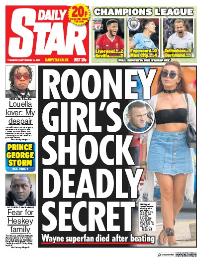 Daily Star Newspaper Front Page for 14 September 2017