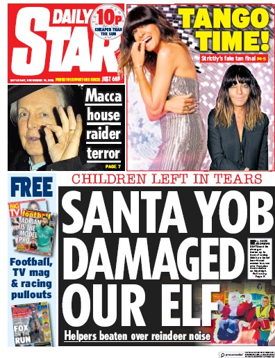 Daily Star (UK) Newspaper Front Page for 15 December 2018