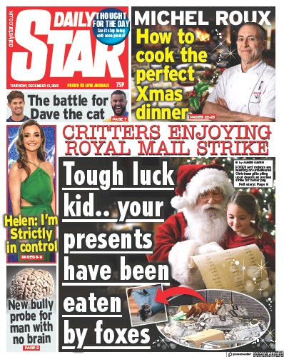 Daily Star Newspaper Front Page for 15 December 2022