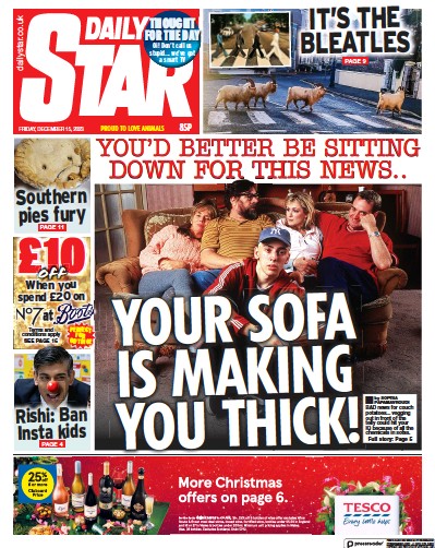 Daily Star Newspaper Front Page for 15 December 2023
