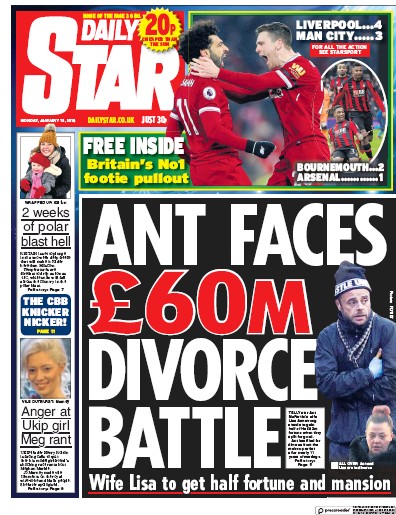 Daily Star Newspaper Front Page for 15 January 2018