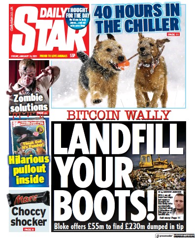 Daily Star Newspaper Front Page for 15 January 2021