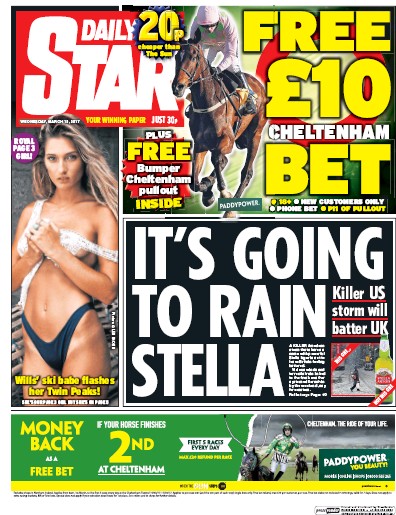 Daily Star Newspaper Front Page for 15 March 2017