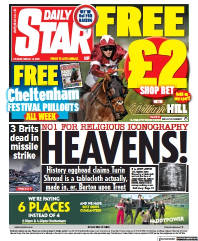 Daily Star Newspaper Front Page for 15 March 2022