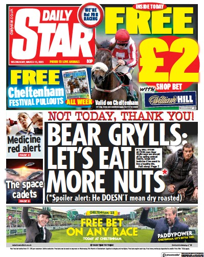 Daily Star (UK) Newspaper Front Page for 15 March 2023