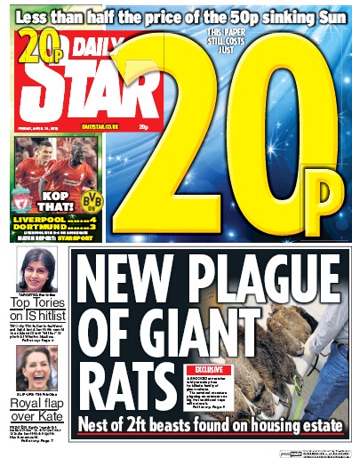 Daily Star Newspaper Front Page for 15 April 2016
