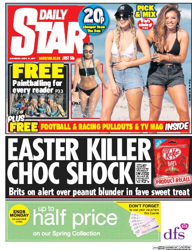Daily Star Newspaper Front Page for 15 April 2017