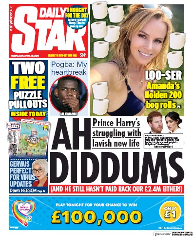 Daily Star Newspaper Front Page for 15 April 2020