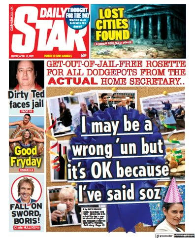 Daily Star Newspaper Front Page for 15 April 2022