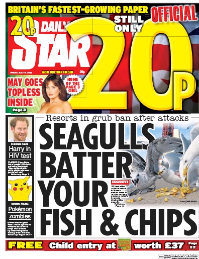 Daily Star Newspaper Front Page for 15 July 2016