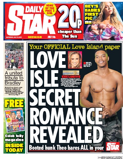Daily Star Newspaper Front Page for 15 July 2017