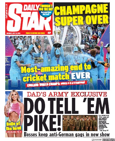 Daily Star Newspaper Front Page for 15 July 2019