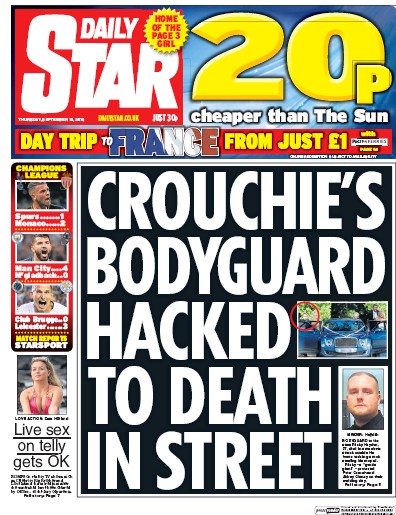 Daily Star Newspaper Front Page for 15 September 2016