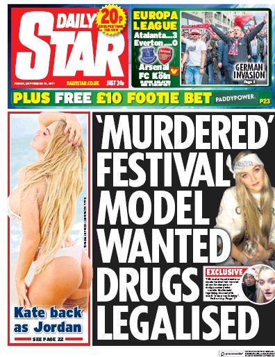 Daily Star Newspaper Front Page for 15 September 2017