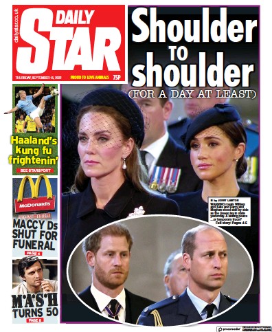 Daily Star (UK) Newspaper Front Page for 15 September 2022