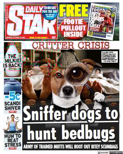 Daily Star (UK) Newspaper Front Page for 16 October 2023