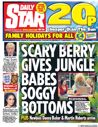 Daily Star Newspaper Front Page for 16 November 2016