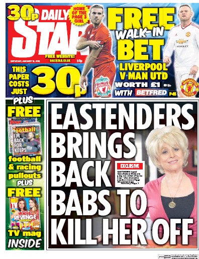 Daily Star Newspaper Front Page for 16 January 2016