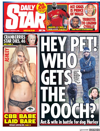 Daily Star Newspaper Front Page for 16 January 2018