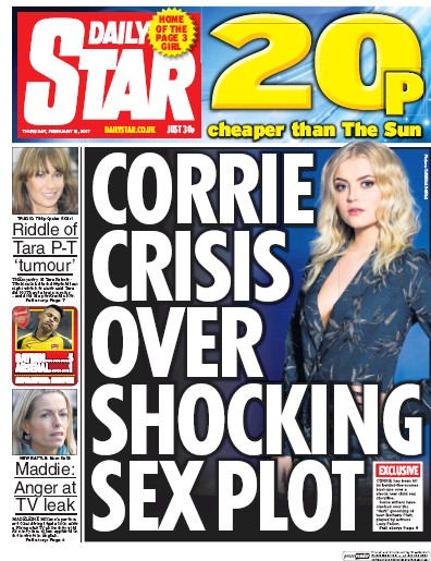 Daily Star Newspaper Front Page for 16 February 2017