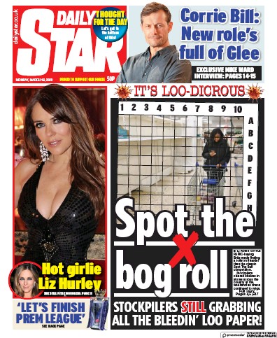 Daily Star Newspaper Front Page for 16 March 2020
