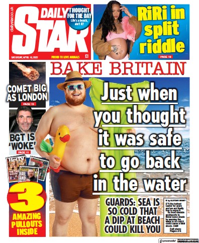 Daily Star Newspaper Front Page for 16 April 2022
