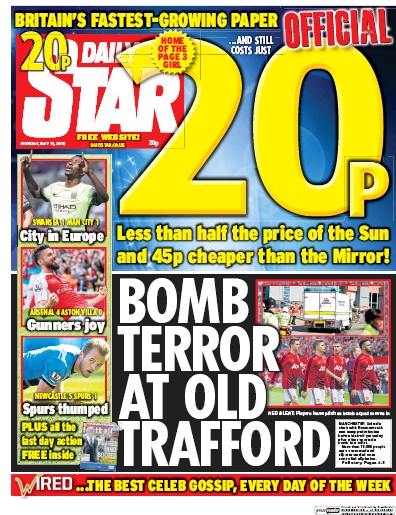 Daily Star Newspaper Front Page for 16 May 2016