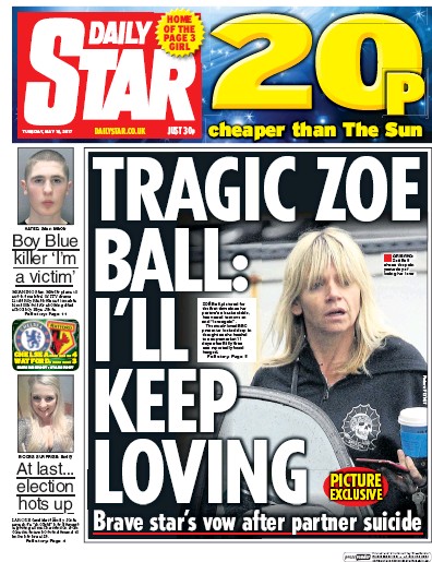 Daily Star (UK) Newspaper Front Page for 16 May 2017